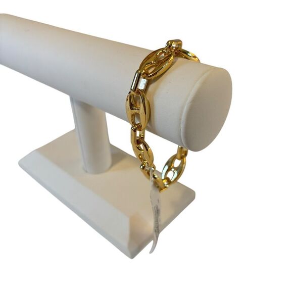 Bright Gold Toned Chain Link Bracelet. Very Sharp Looking. - Picture 4 of 5